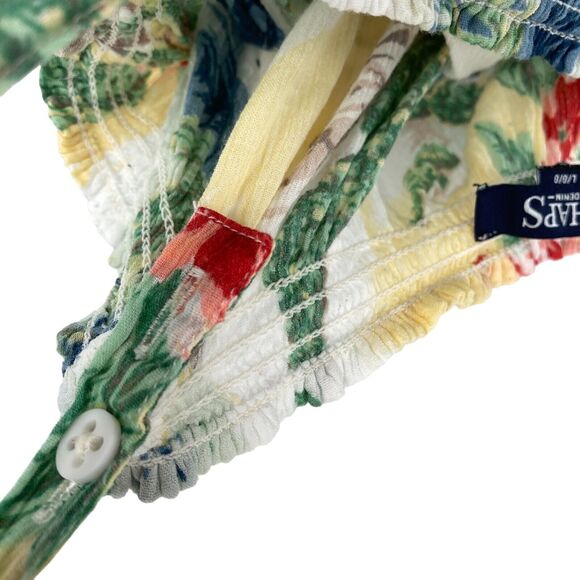 Chaps Blouse Top Womens Large Multi Tropical Print Sheer Off The Shoulder - Picture 8 of 14